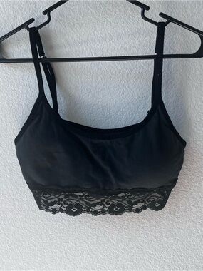 Pact black lace bralette, nontoxic cotton size L Large